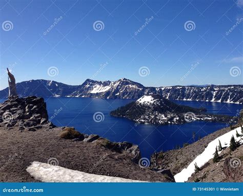 Panorama Of Crater Lake National Park In Oregon Usa Stock Image