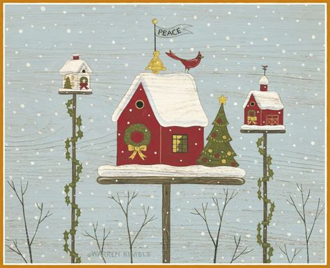 Lang December Wallpaper Warren Kimble Bird Houses House