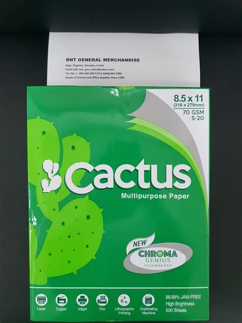 CACTUS SHORT COPY PAPER BOND PAPER SHORT 70GSM SUBSTANCE 20 MAX 5RMS