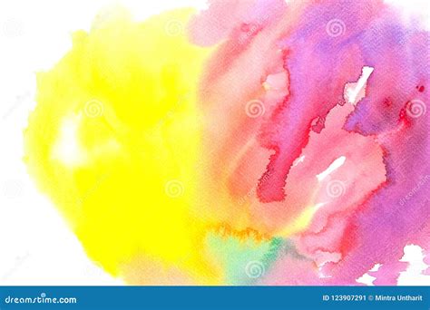 Watercolor Painting Colorful Splashing On White Paper Texture Stock