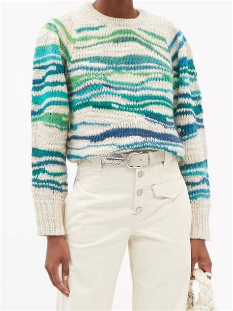 Isabel Marant Toile Serene Marbled Stripe Wool Blend Sweater