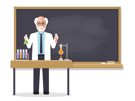 Senior science teacher teaching student in classroom. 547811 Vector Art ...