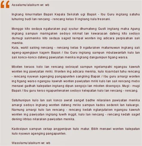 Contoh Pidato Bahasa Jawa Perpisahan Sekolah 2022 Kumpulan Contoh