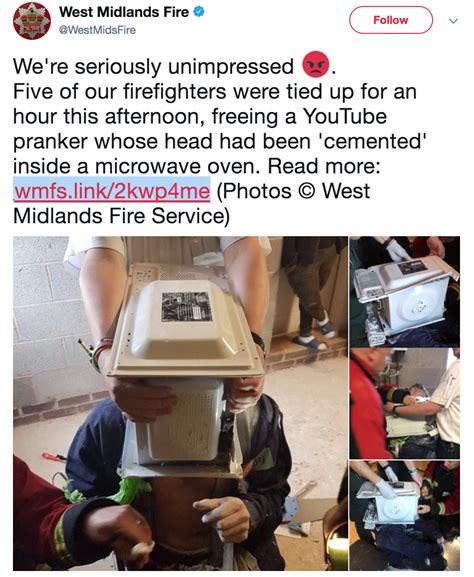 West Midlands Fire Tweet Jay Swinglers Failed Cement Microwave Stunt