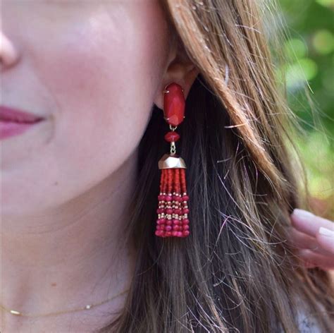 Kendra Scott Dove Red Beaded Tassle Earrings New Ebay