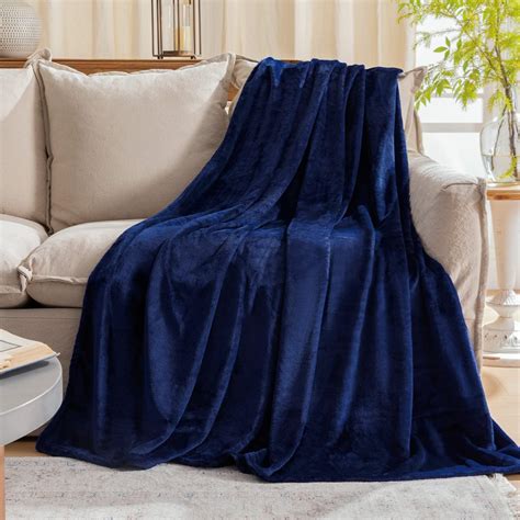 Stellhome Navy Blue Throw Blanket Ultra Soft Thick Flannel