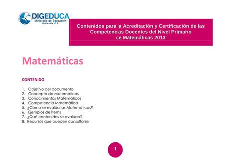 Pdf Matemáticasmatemáticas Que Se Incluyen En La Evaluación De Docentes Que Desean