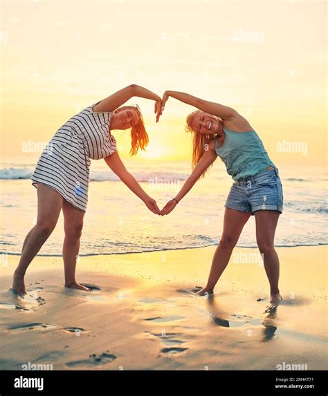 Life Is Always Better At The Beach Young Female Best Friends Making A