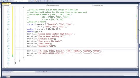 Parallel Arrays C Sharp Programming Report Generation In C YouTube