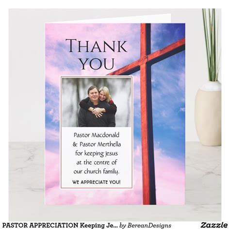 PASTOR APPRECIATION Keeping Jesus Centre PHOTO Thank You Card Zazzle