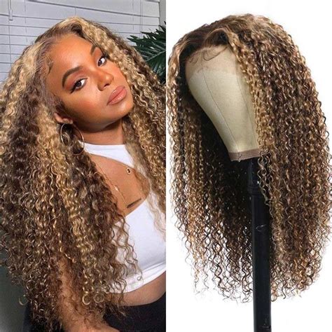 Jerry Curly Wig Piano Color X Lace Frontal Wig Density Honey Blonde