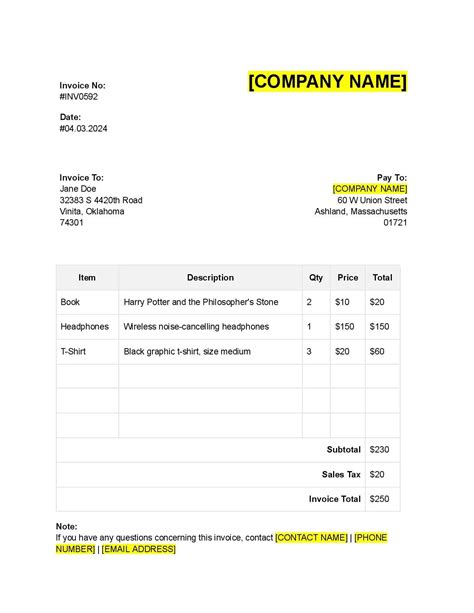 Basic Invoice Template - Free Download - Easy Legal Docs