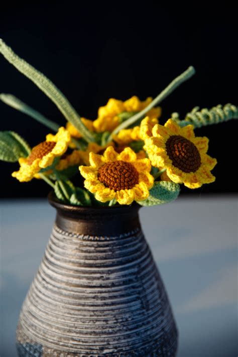 Easy Sunflower And Leaf Bouquet Kit With Pdf Pattern Hookok