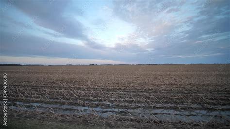 Naked Farming American Agricultural Field Under Beautiful Sky Driving