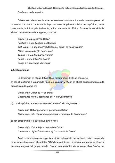 Descripci N Del Gentilicio En Las Lenguas De Senegal Con Ejemplos Del