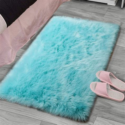 LOCHAS Ultra Soft Fluffy Rugs Faux Fur Sheepskin Area Rug for Bedroom ...