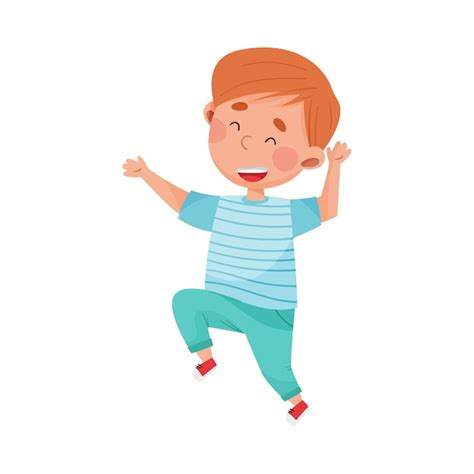 Premium Vector Joyful Boy Character Jumping High With Joy And