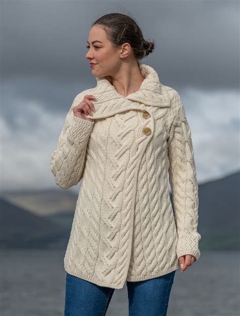 Ladies Super Soft Long Cable Knit Aran Cardigan Free Express Shipping Offer