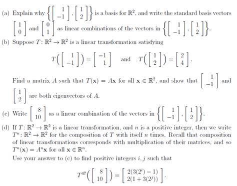 Solved (a) Explain why12 is a basis for IR, and write the | Chegg.com