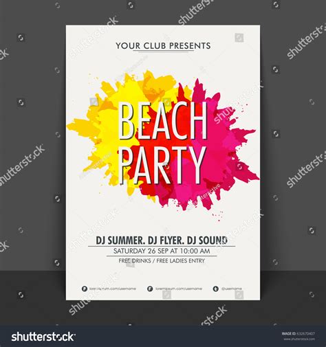 Beach Party Flyer Template Banner Design Stock Vector (Royalty Free ...