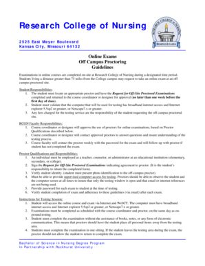 Fillable Online Researchcollege Off Campus Proctoring Guideline And