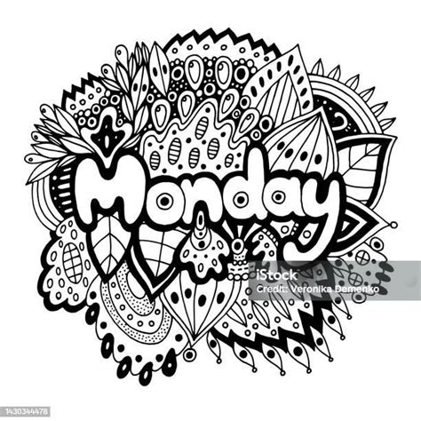 Monday Day Of The Week Motivational Quote Coloring Page For Adults ...