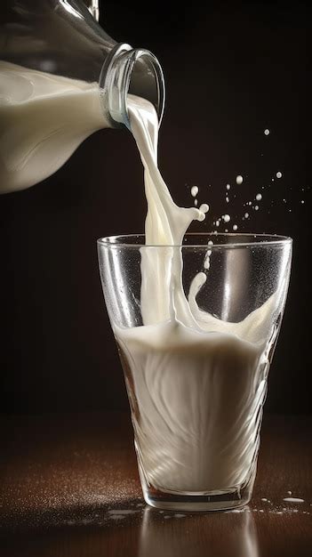 Premium AI Image A Glass Filled With Milk Being Poured Into It