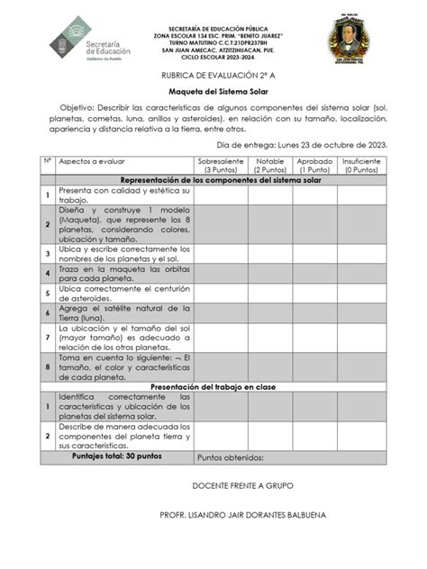 Rubrica De Evaluación Maqueta Pdf