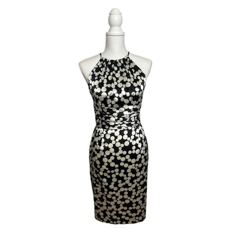 Maggy London Dresses Maggy London Halter Black White Polka Dot Knee