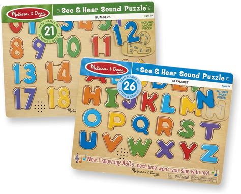 Amazon Melissa Doug Sound Puzzles Set Numbers And Alphabet