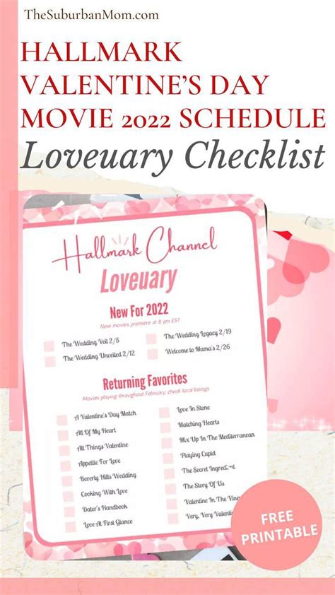 Hallmark Valentines Day Movie 2022 Schedule Loveuary Checklist Free