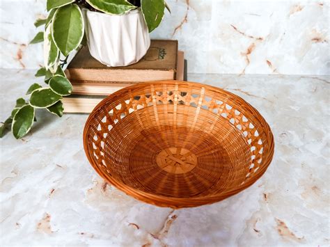 Set of 3 Woven Round Baskets Decorative Wicker Basket Bowls | Etsy