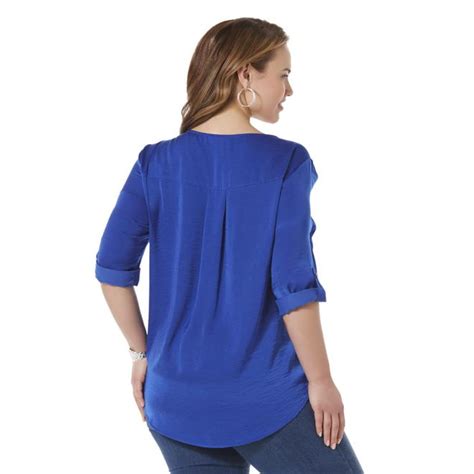 Covington Womens Plus Collarless Blouse