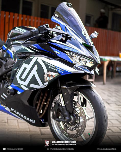 Decal Stiker Motor Kawasaki Zx R Hitam Biru Fullbody Nusakambangan