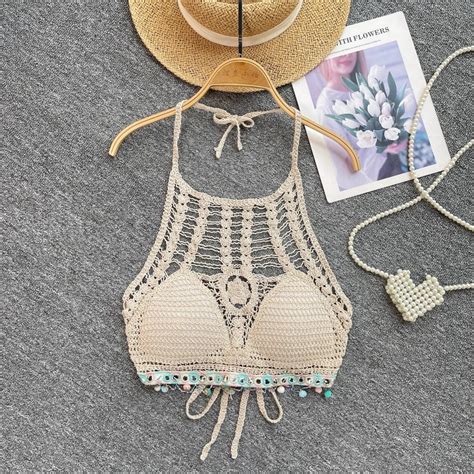 Crochet Halter Top Bikini Beach Boho Swimwear On Luulla