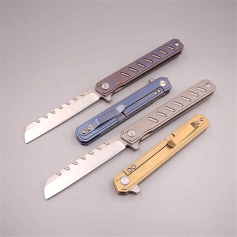 New Knife Military Flip Folding Pocket D2 Steel Blade Tc4 Titanium