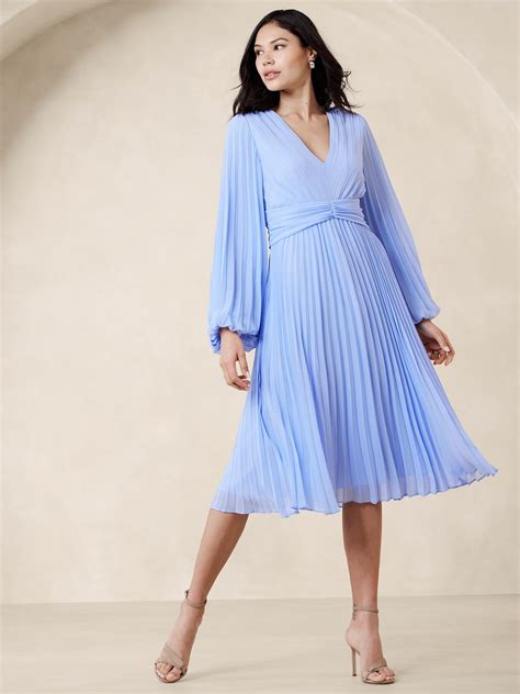 Chiffon Pleated Midi Dress Banana Republic Factory