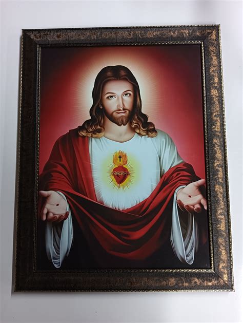 Jesus Christ Sacred Heart Framed Laminated Wallframes Etsy