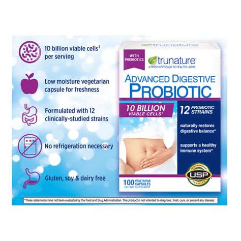 Trunature Advanced Digestive Probiotic 100 Capsules Carlo Pacific