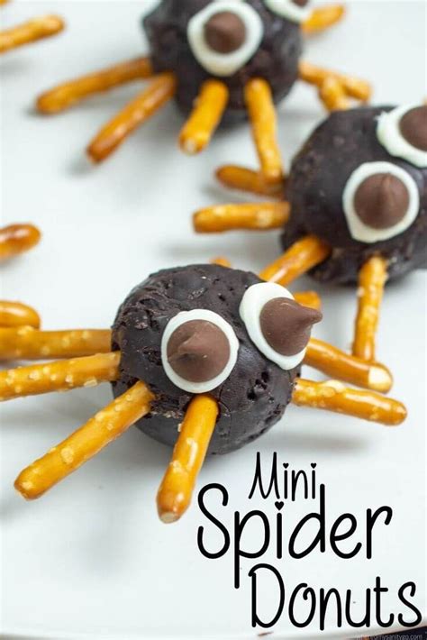 Easy Donut Spiders Halloween Snack For Parties Recipe Halloween Snacks Fun Foods To Make