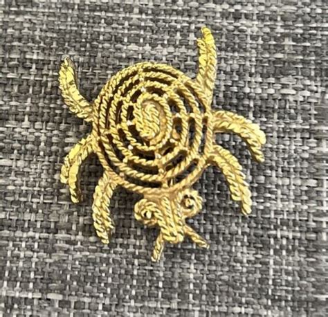 Vintage MAMSELLE Signed Golden Rope Spider Brooch Gem