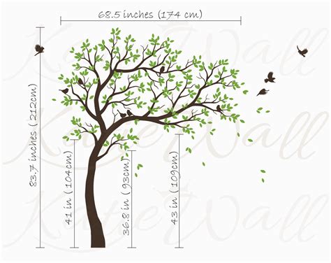 White Tree Decal Large Nursery Tree Decals With Birds Unisex Etsy