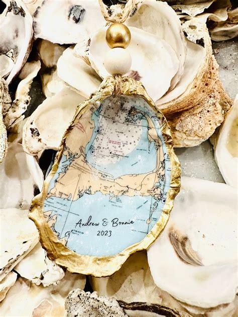 Custom Oyster Shell Map Us Harbor Or Port Nautical Map Destination Wedding Favor