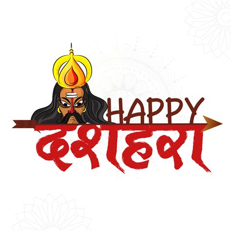 Happy Dussehra Font With Demon King Ravana On White Background ...