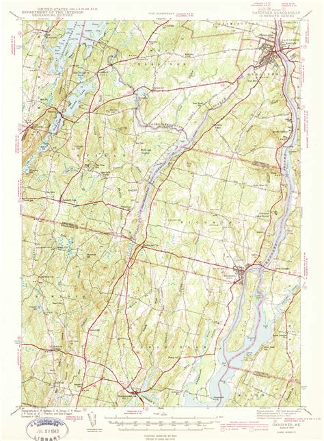 Gardiner Maine Usgs Old Topo Map Reprint X Me Quad