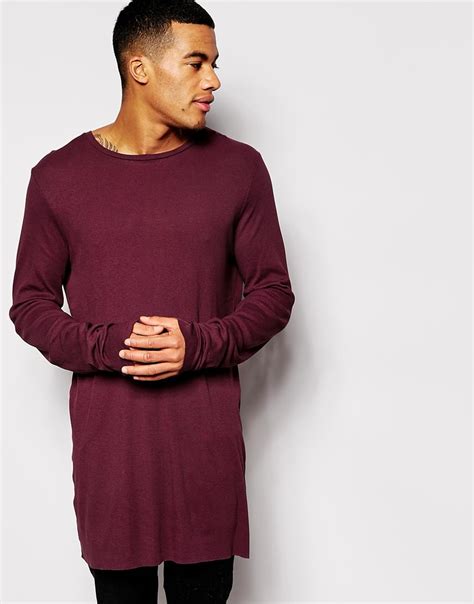 Lyst Asos Super Longline Long Sleeve T Shirt In Lightweight Rib