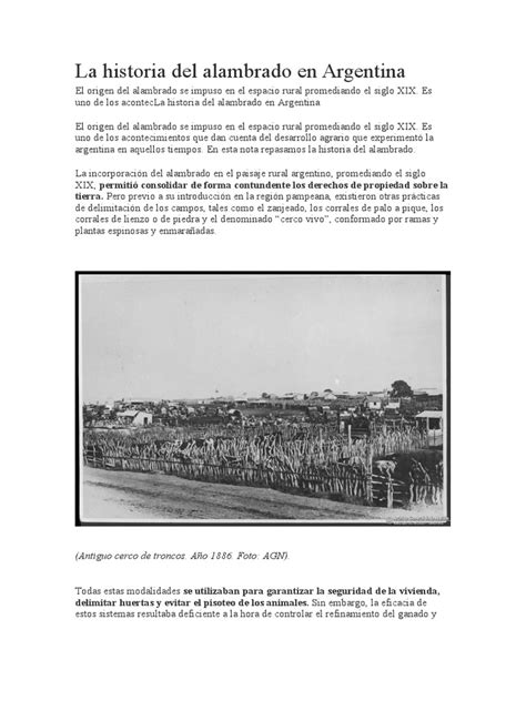 La Historia Del Alambrado En Argentina Pdf Agricultura Argentina