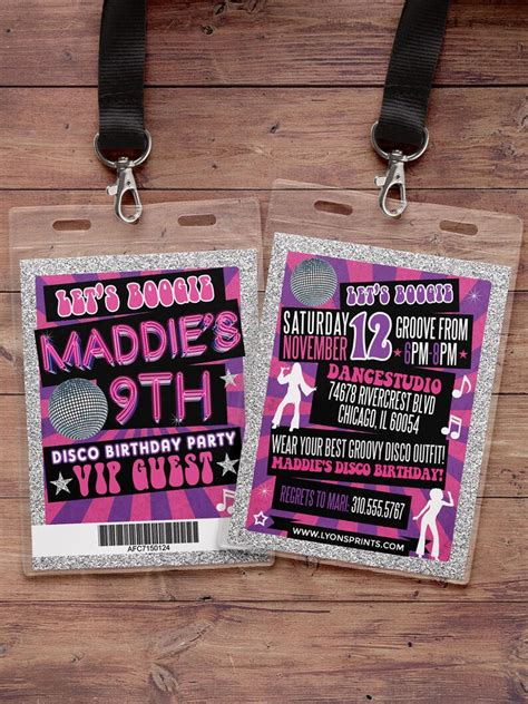 Disco Retro Neon Vip Pass Backstage Pass Vip Invitation Etsy