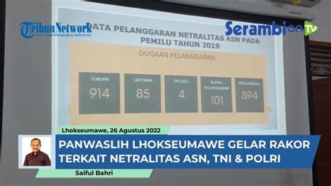 Video Panwaslih Lhokseumawe Gelar Rakor Terkait Netralitas Asn Tni