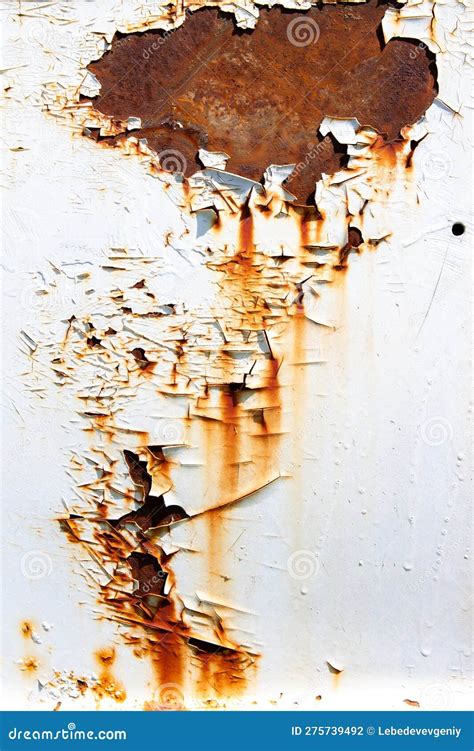 Rusted White Painted Metal Wall Rusty Metal Background With Streaks Of